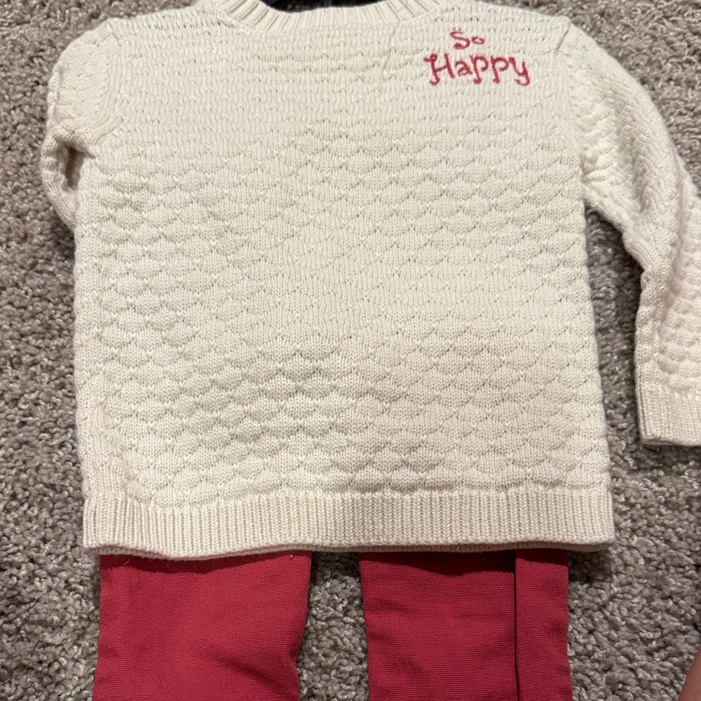 Carter's Cream Sweater with Pink Pants Set
